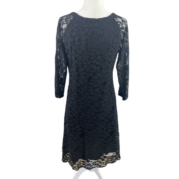 Garnet Hill Boheme Easy Lace Dress Botanical Boho Elegant Black Size 6 - Picture 10 of 15